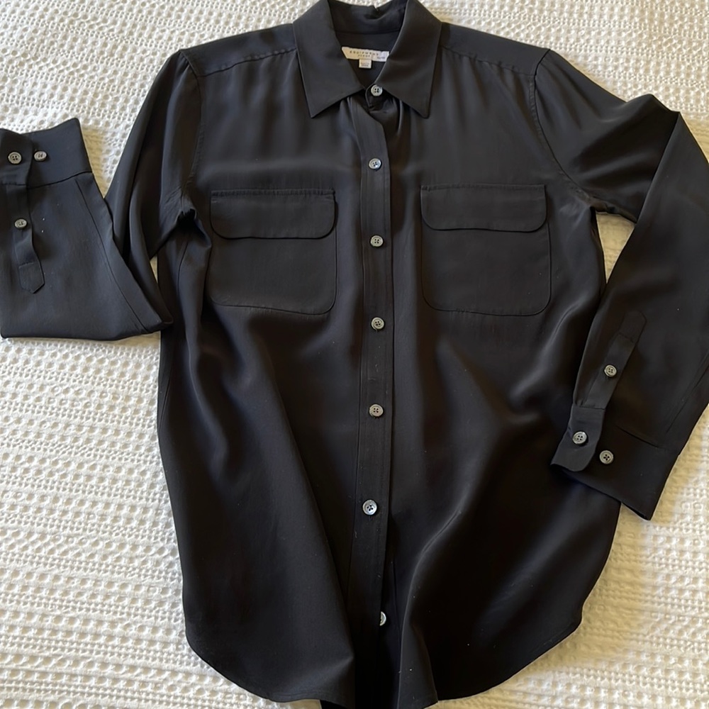 Equipment Black Silk Blouse/Excellent condition!